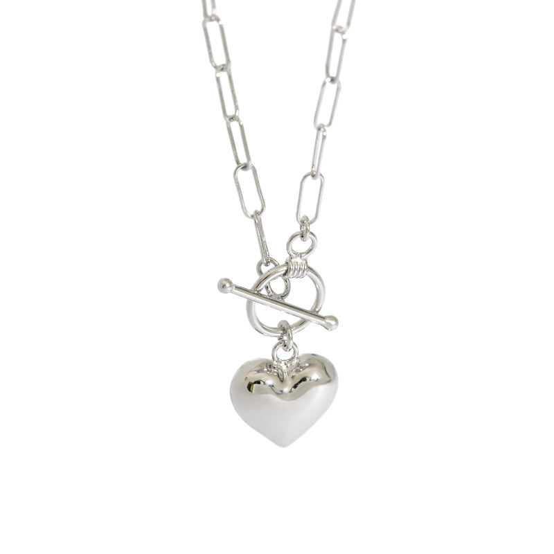 Luna Heart Toggle Sterling Silver Necklace
