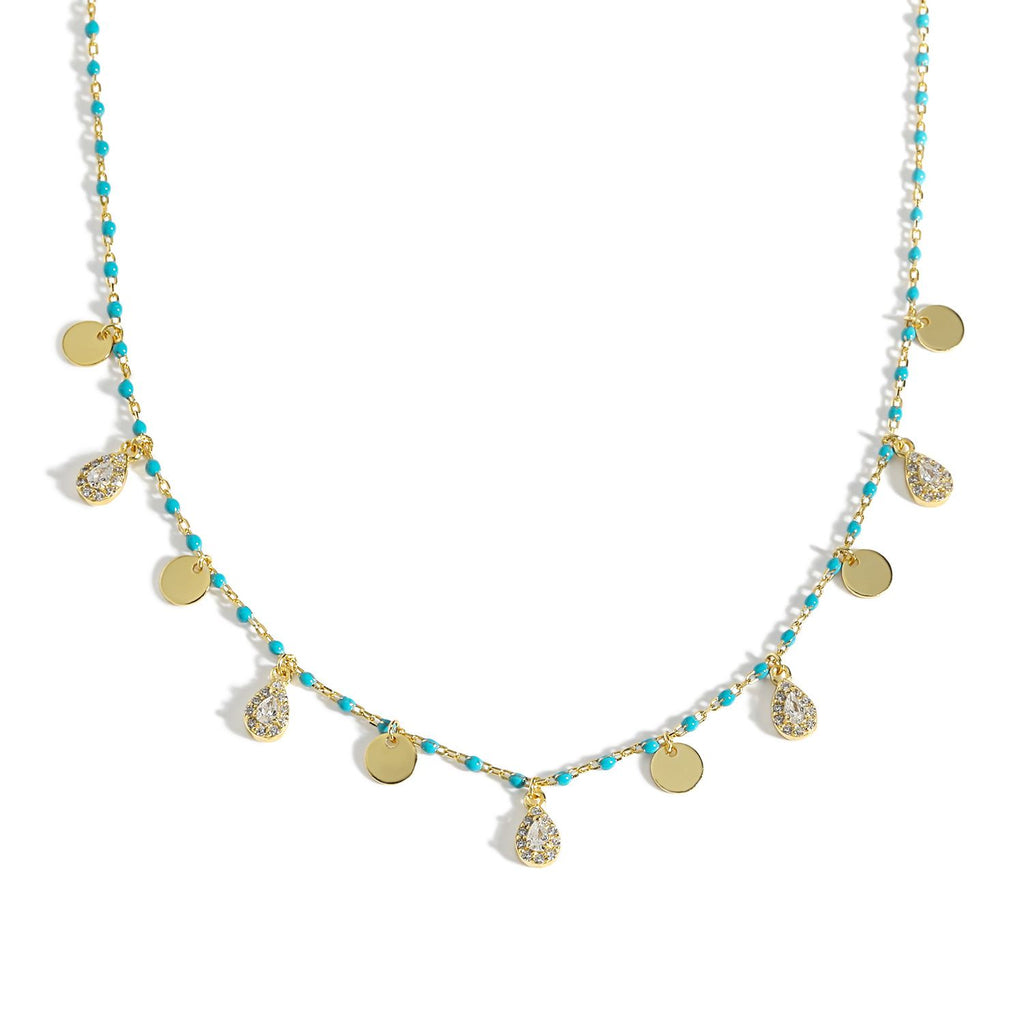 Azure Teardrop Charm Necklace