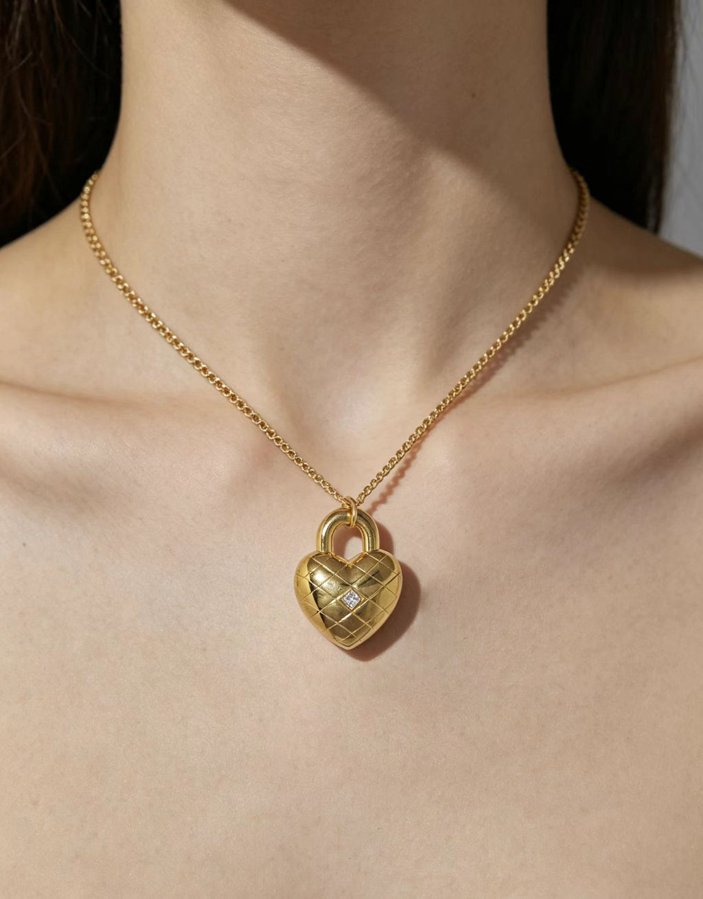Sterling Heart Padlock Necklace
