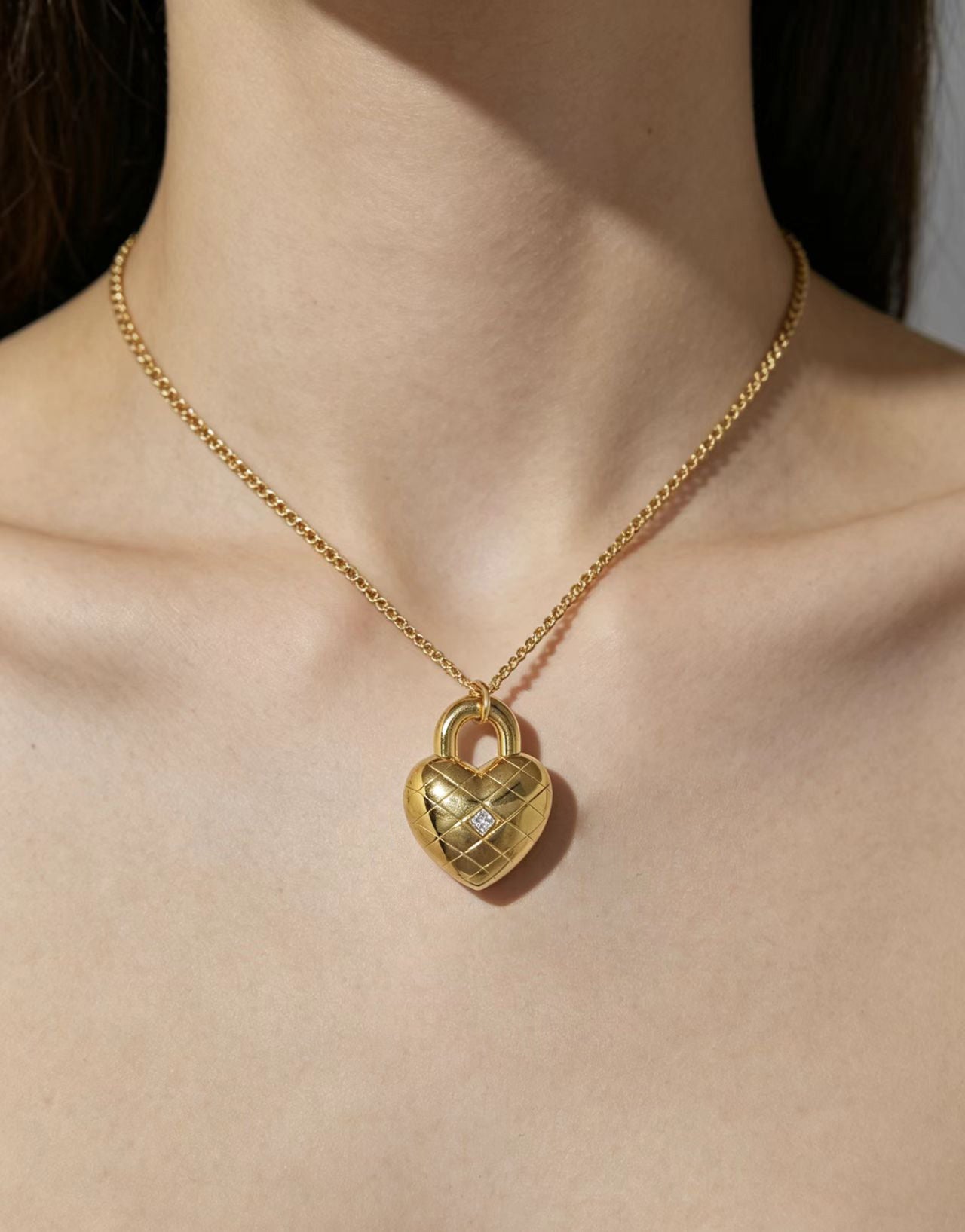 Sterling Heart Padlock Necklace