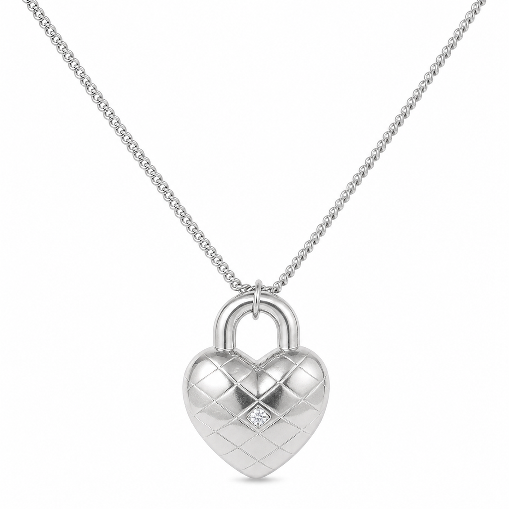 Sterling Heart Padlock Necklace