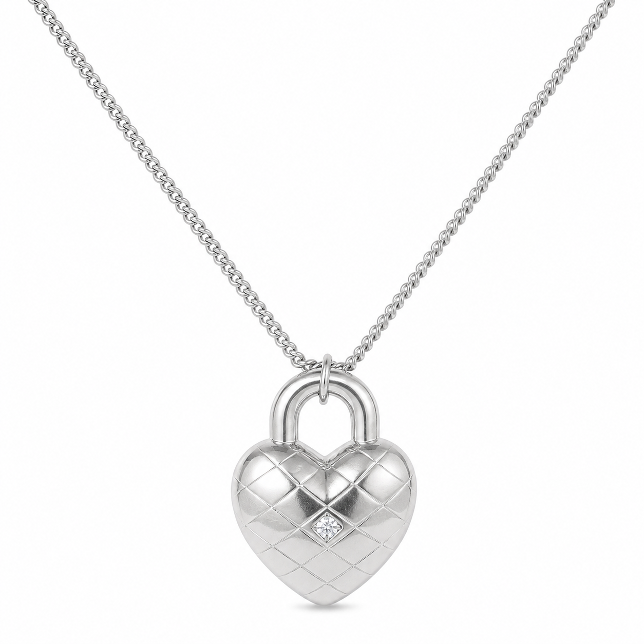 Sterling Heart Padlock Necklace