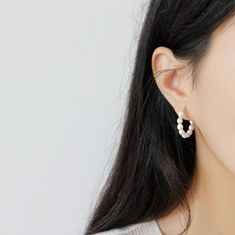 Luna Pearl Hoop Earrings – 925 Sterling Silver