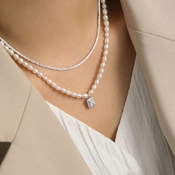Aurora Pearl Charm Necklace – 925 Sterling Silver
