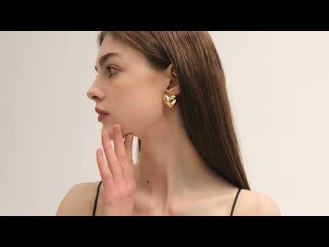 Celeste Heart Stud Earrings – 999 Silver Statement Earrings