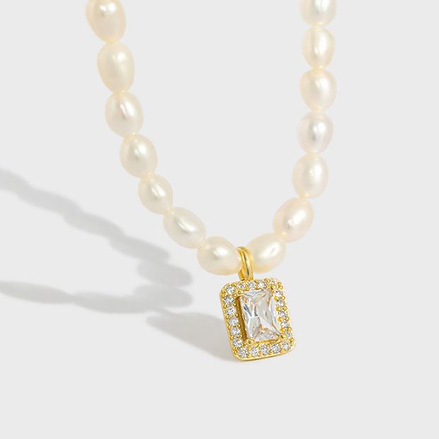 Aurora Pearl Charm Necklace – 925 Sterling Silver