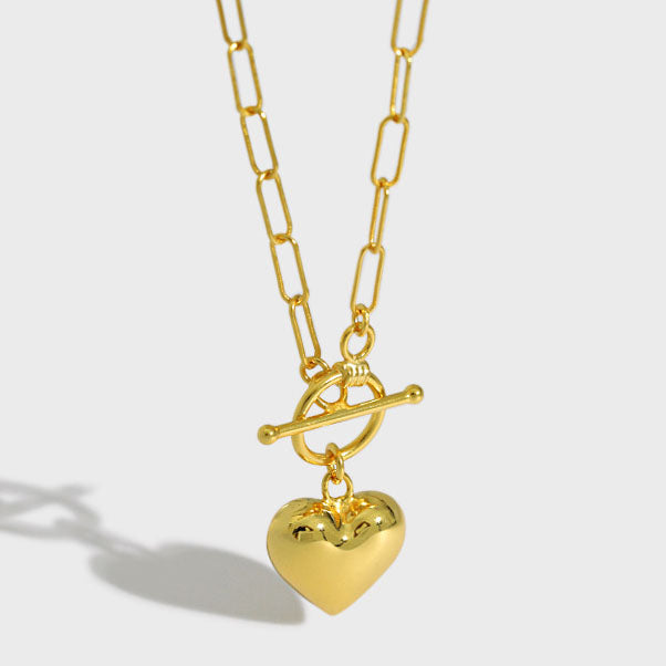 Luna Heart Toggle Sterling Silver Necklace