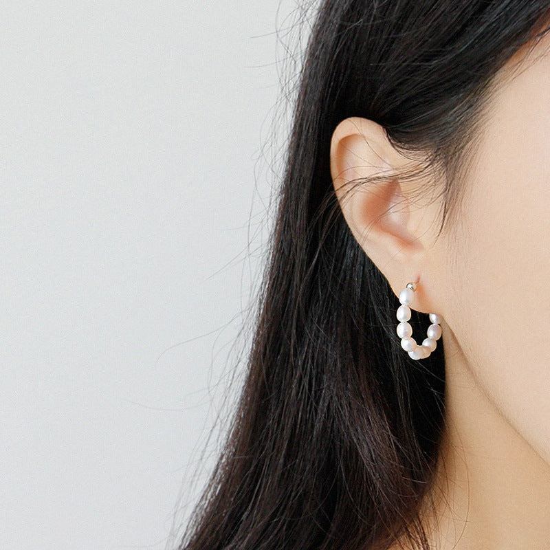 Luna Pearl Hoop Earrings – 925 Sterling Silver