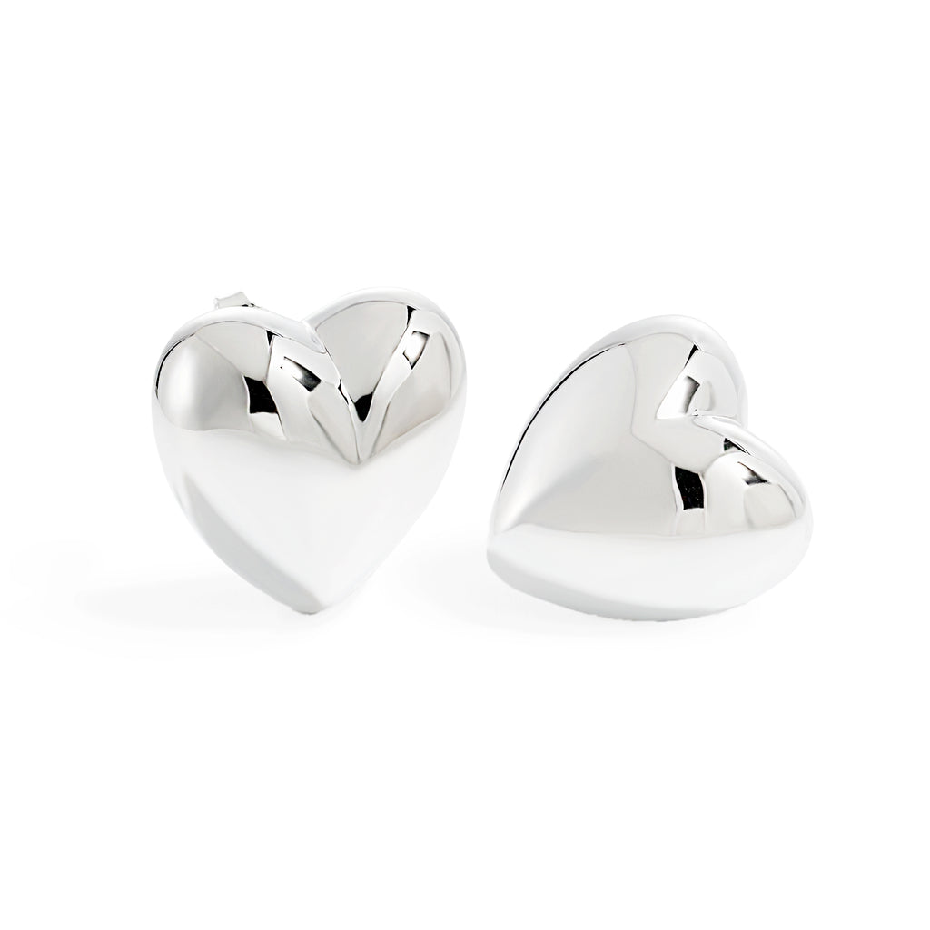 Celeste Heart Stud Earrings – 999 Silver Statement Earrings