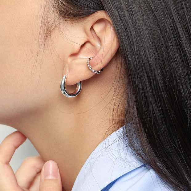 Essential Luxe Sterling Silver Huggie Hoops