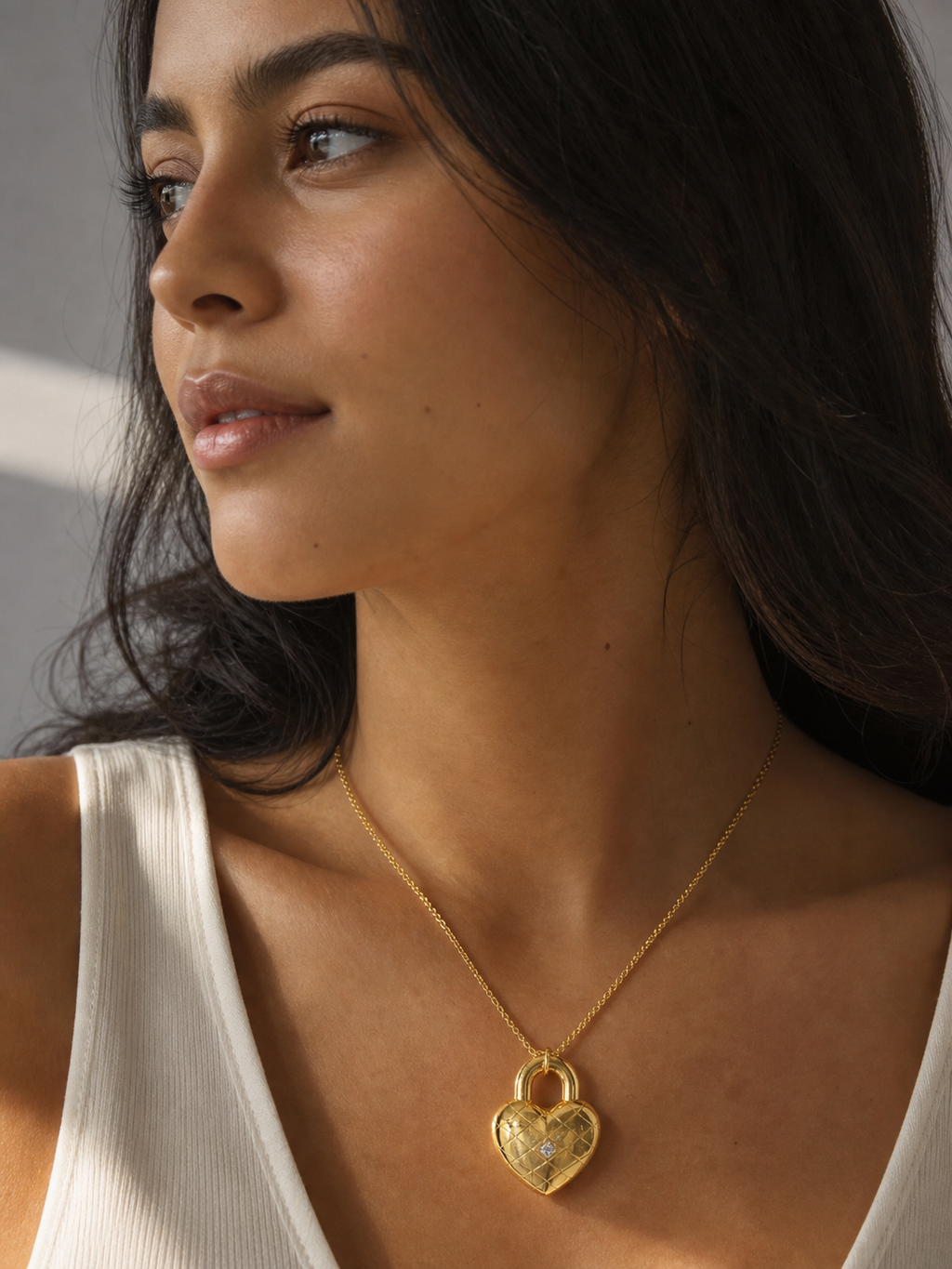 Sterling Heart Padlock Necklace