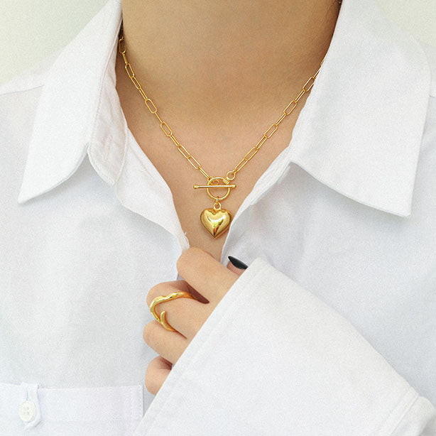 Luna Heart Toggle Sterling Silver Necklace