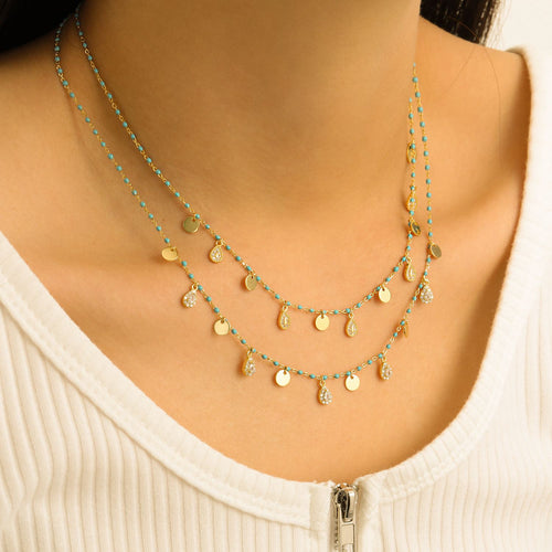 Azure Teardrop Charm Necklace