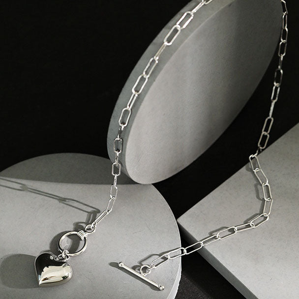 Luna Heart Toggle Sterling Silver Necklace
