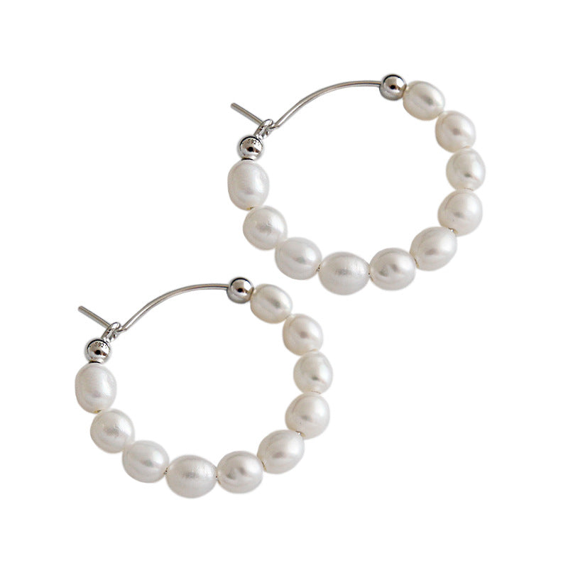 Luna Pearl Hoop Earrings – 925 Sterling Silver